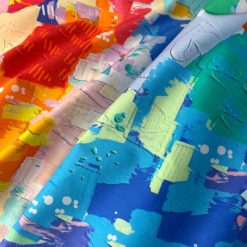 抽象油画风数码喷绘面料 夏季高支棉薄款印花布 手工制衣个性布料