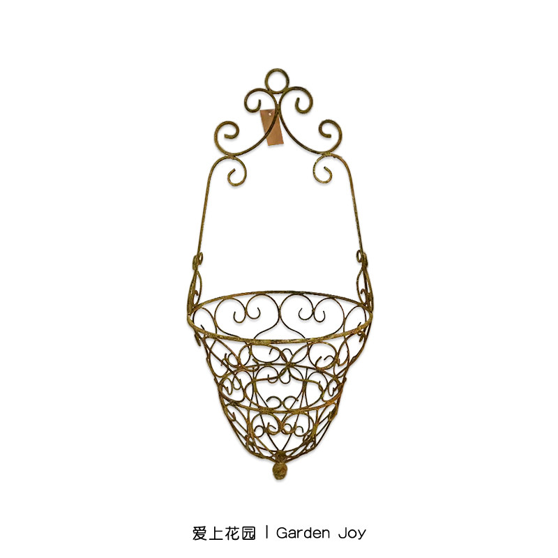 爱上花园丨园艺杂货 花园庭院装饰摆件 铁艺做锈镂空花纹吊篮