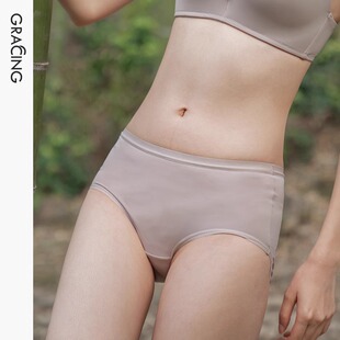 Gracing/歌瑞森商场同款焦糖中腰平角内裤女夏薄舒适抗菌无痕透气