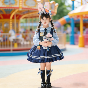 疯狂动物城朱迪服装套装兔子警官儿童衣服女童cos连衣裙公主裙子