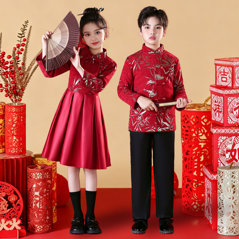 元旦小学生喜庆舞蹈演出服合唱朗诵儿童开门红表演舞蹈表演服装