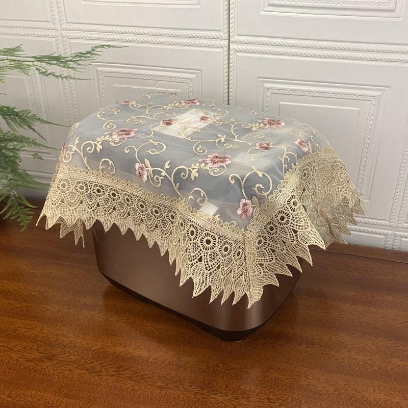 双层桃花蕾丝网纱面包机防尘盖巾防灰盖布多功能遮布,居家布艺,万能盖巾,淘宝优惠券,粉丝福利购,淘宝优惠卷