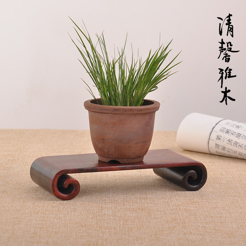 酸枝红木书卷奇石头玉器古董文玩文房墨床微型盆景摆件底座木托架
