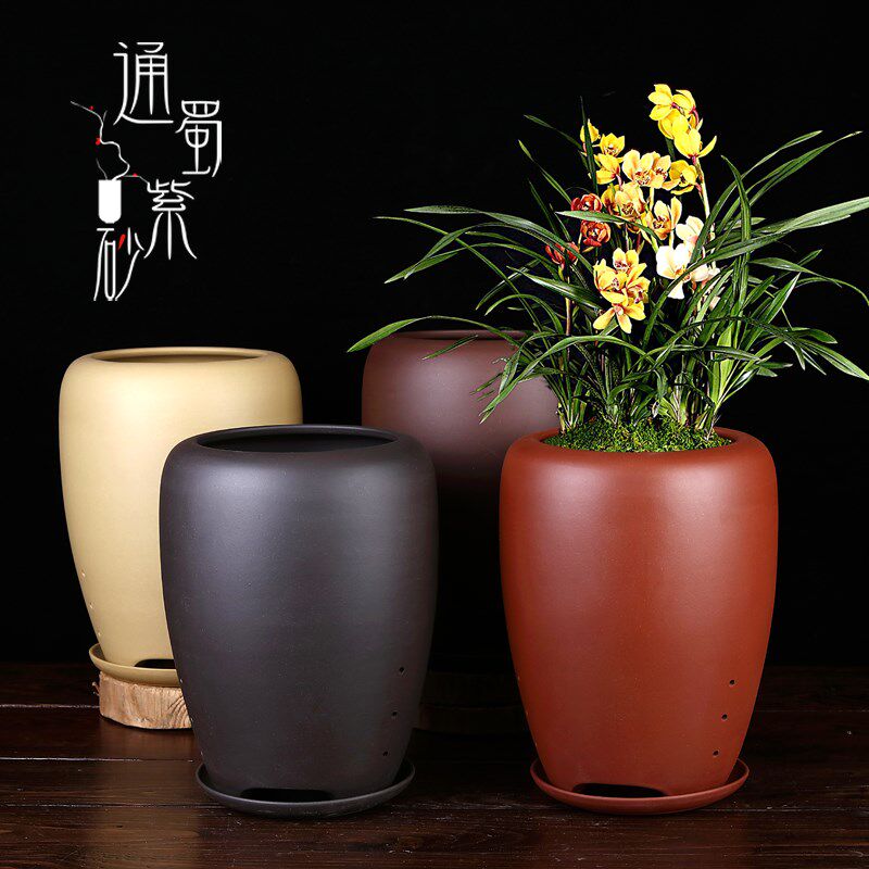 精品紫砂花盆兰花专用盆景盆宜兴陶瓷家用室内兰草盆春兰建兰花瓶