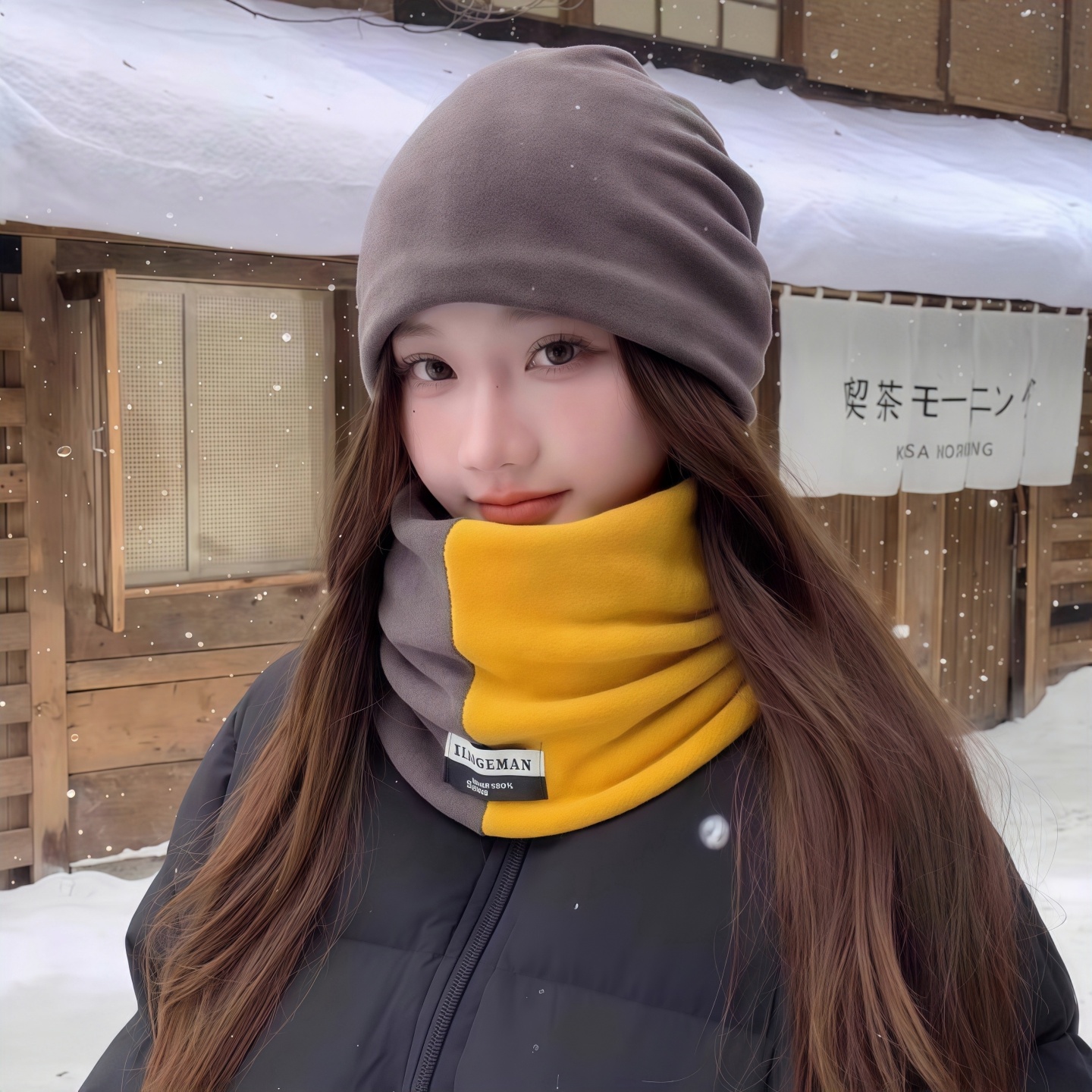 时尚加绒双拼防风围巾男女加厚骑行防寒秋保暖套百搭脖围巾冬季