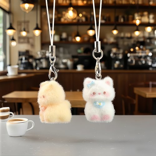 新款卡通可爱植绒立体树脂钥匙扣