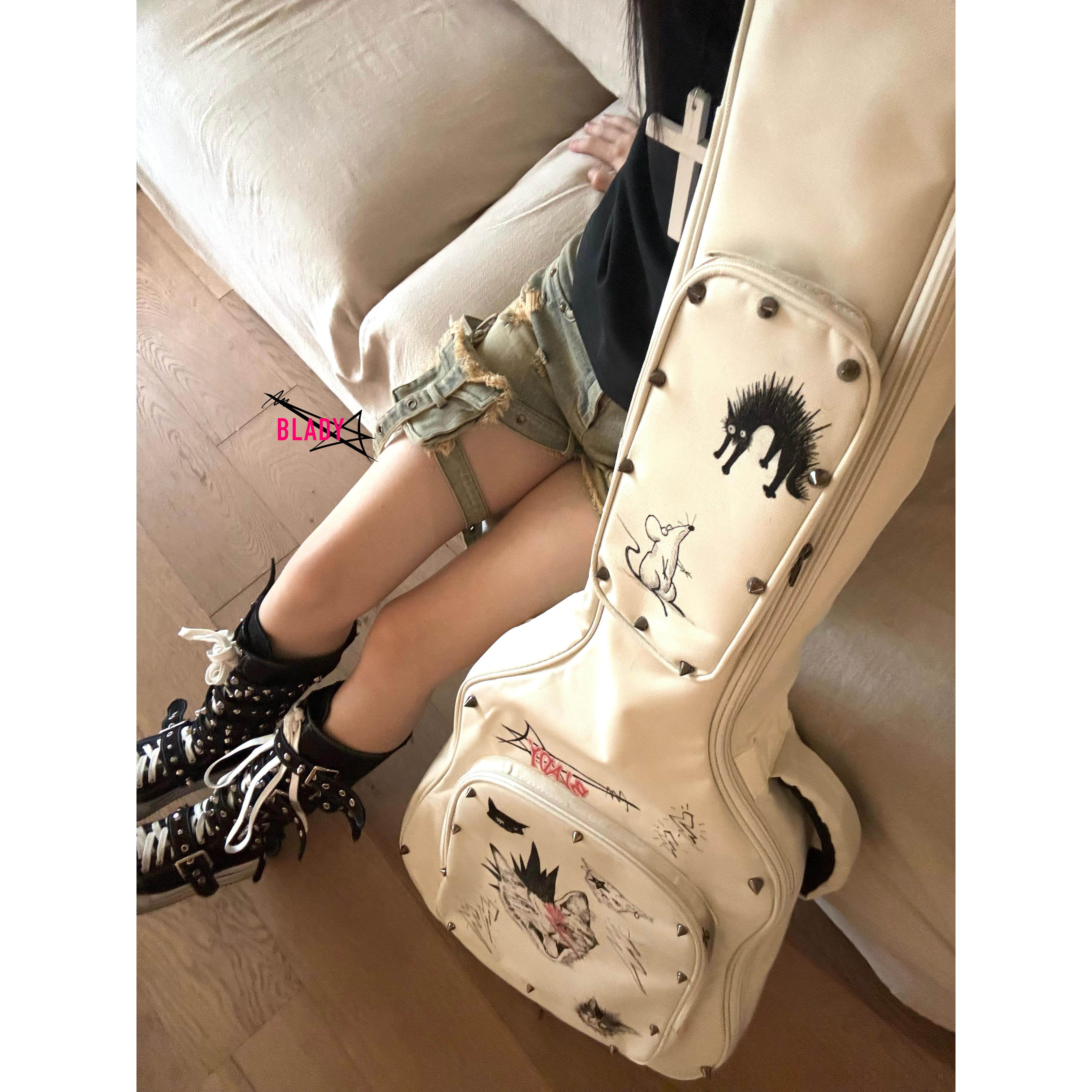 手绘吉他包【猫猫大卫鲍伊】原创朋克摇滚木电吉他贝斯加厚琴包