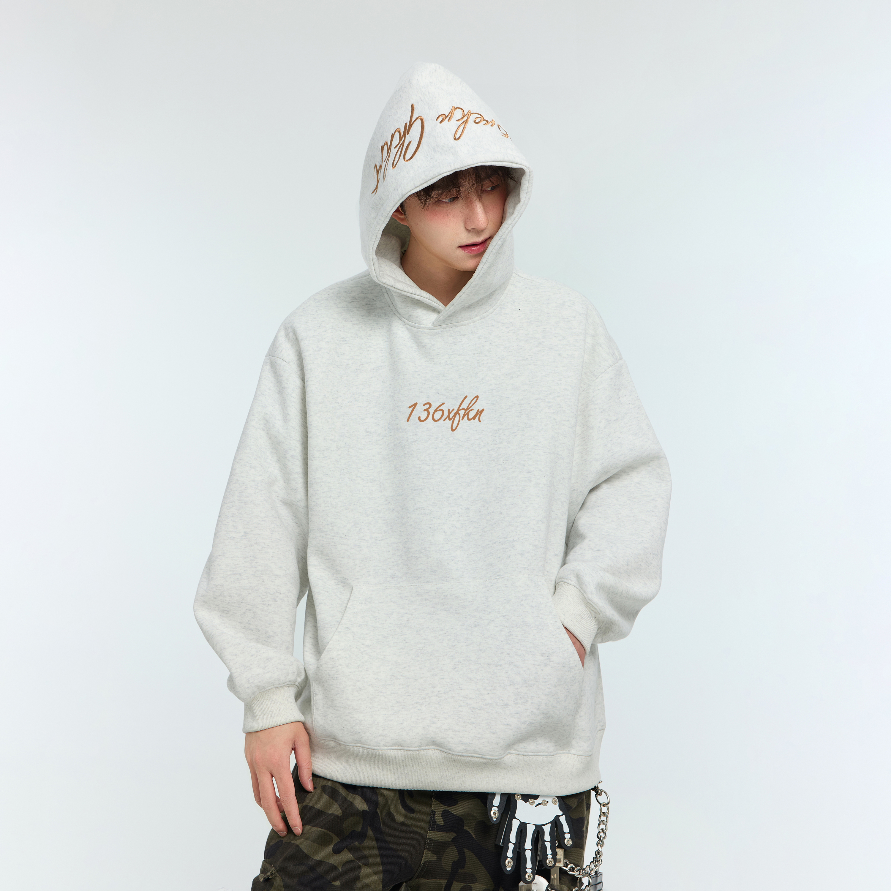 GKKRT美式潮牌字母刺绣连帽卫衣