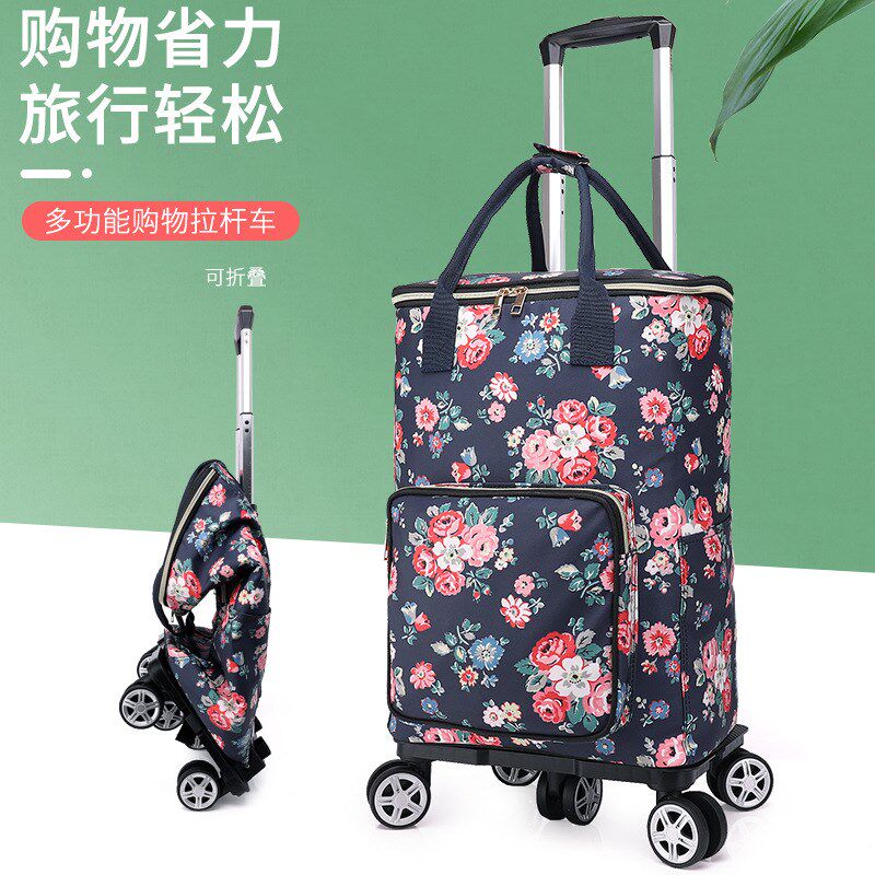 新款买菜车小拉车锡纸保温保鲜家用购物车便携折叠拉杆拖车买菜车