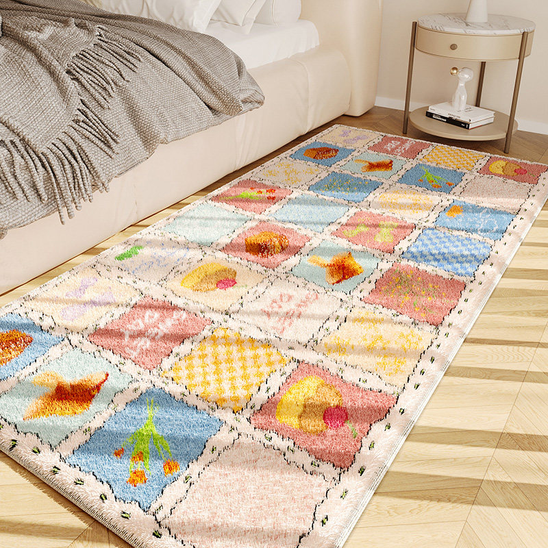 卡通床边地毯卧室长条仿羊绒儿童房间地垫床前小主卧客厅垫飘窗垫