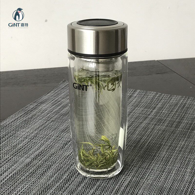 嘉特GT-8401-030男士双层V型玻璃茶杯车载杯高档透明大容量300ML