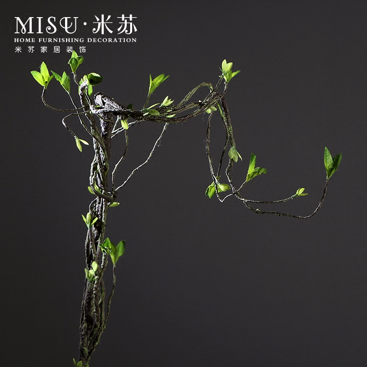 家居饰品仿真枯藤蔓小叶藤条可弯曲造型绿植树枝装饰花卉发泡干支