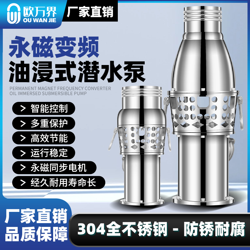 永磁变频潜水泵抽水小钢炮轻便水泵不锈钢灌溉鱼塘海水养殖潜水泵