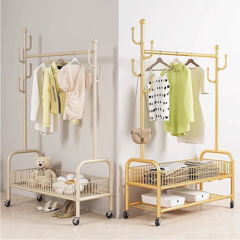 衣架落地家用可折叠衣帽架卧室客厅挂衣服架子阳台简易收纳晾衣架