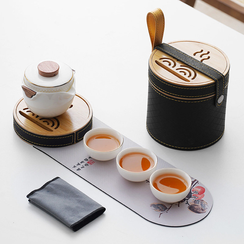 羊脂玉快客杯便携式旅行茶具套装便携包户外日式简约茶具logo