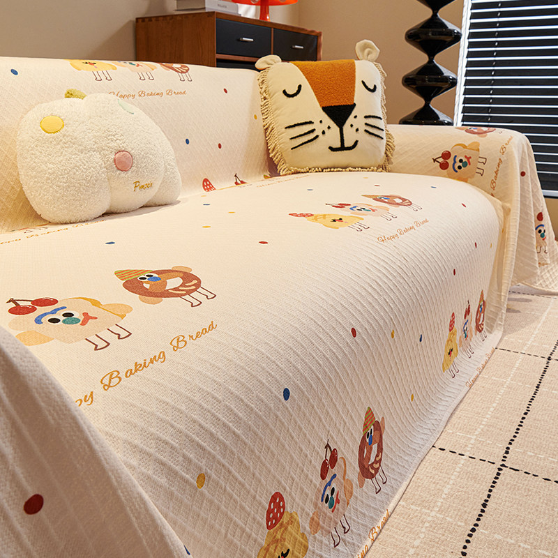 可爱卡通沙发巾盖布2025新款四季通用三人位防滑一整张沙发垫套罩