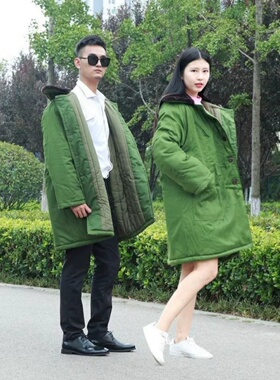 棉大衣绿色大衣防寒大衣棉大衣冬季大学生防寒服男女加厚黄大衣