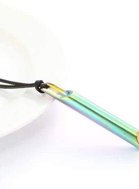 新款瑜伽冥想项链圆筒口哨正念吊坠调节呼吸解压不锈钢配饰