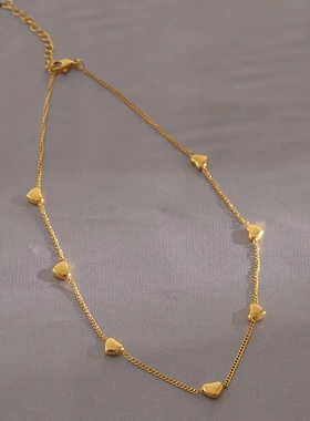 高级感小众设计立体多颗爱心钛钢项链女锁骨链颈链手链配饰不掉色