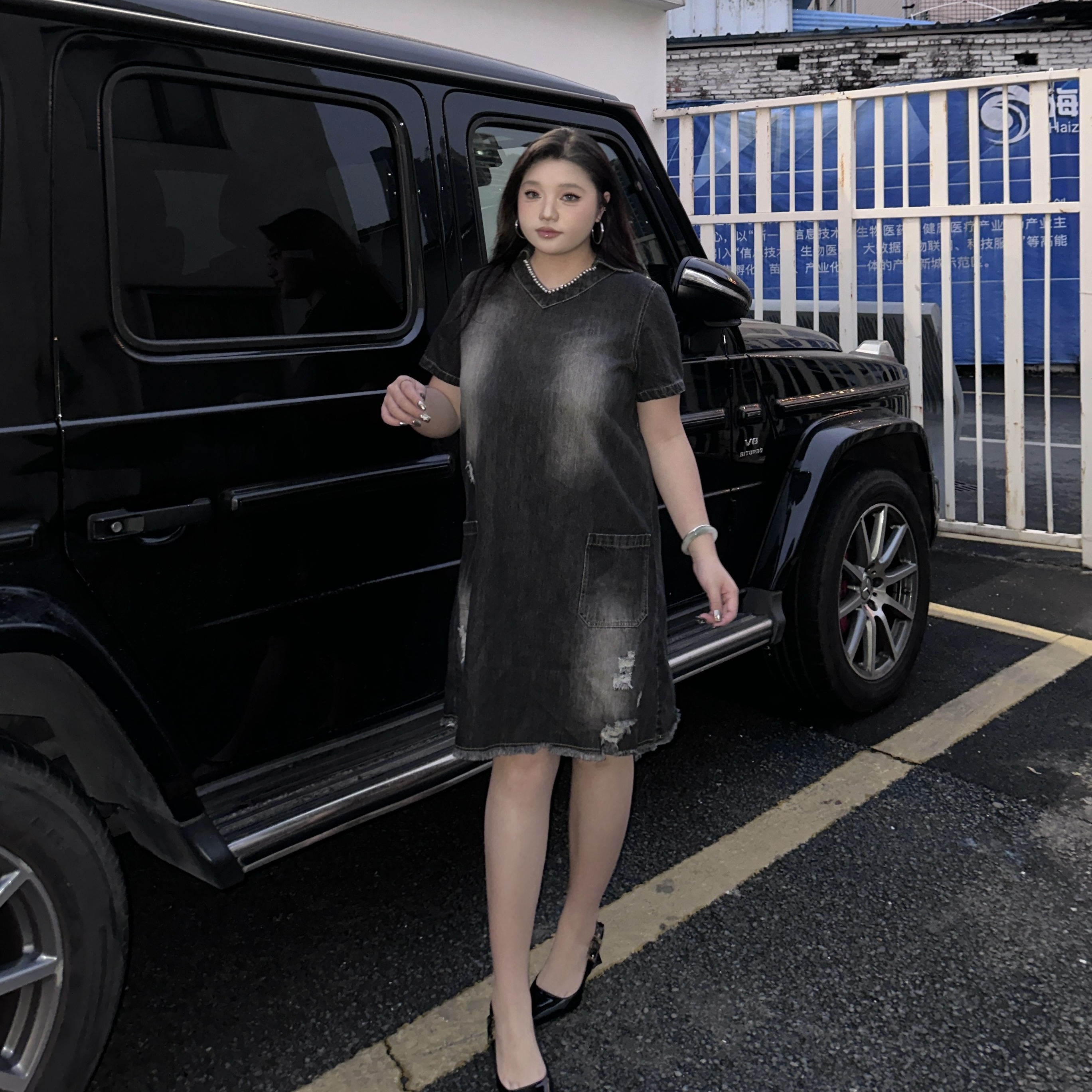 大码女装牛仔连衣裙2025新款时尚百搭春夏季遮肚子显瘦休闲可可夏