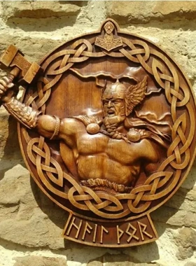 新款树脂工艺品摆件神像雕墙面装饰图标家居奥丁乌鸦