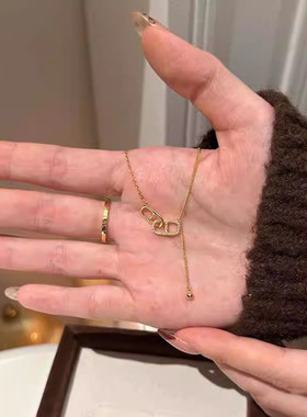 金色微镶环环相扣项链女颈链