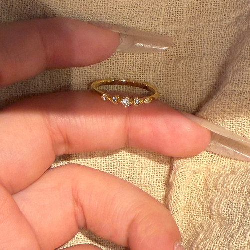 金色极细简约微镶素圈戒指女