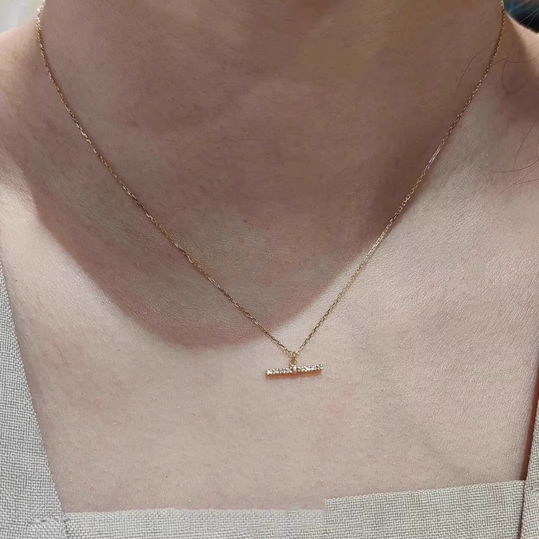 金色细闪平衡木项链女颈链