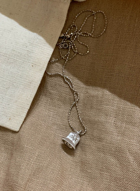 复古银色拉丝铃铛吊坠项链女
