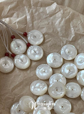 新中式仿白玉髓平安扣吊坠项链女