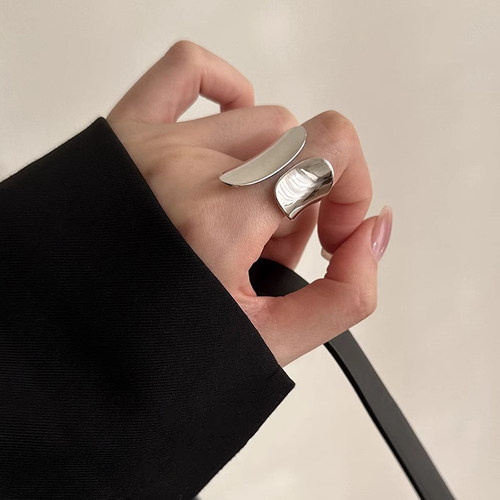 重工超宽面个性素圈戒指女