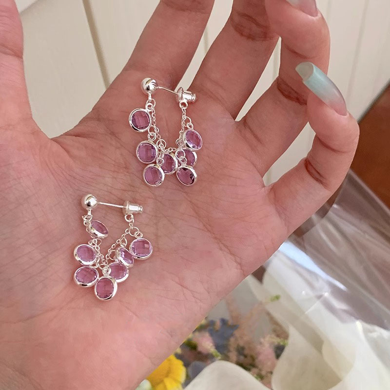 紫色葡萄流苏女士耳环