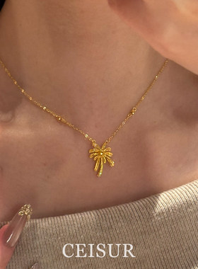 璀璨烟花~金色爆闪烟花项链女