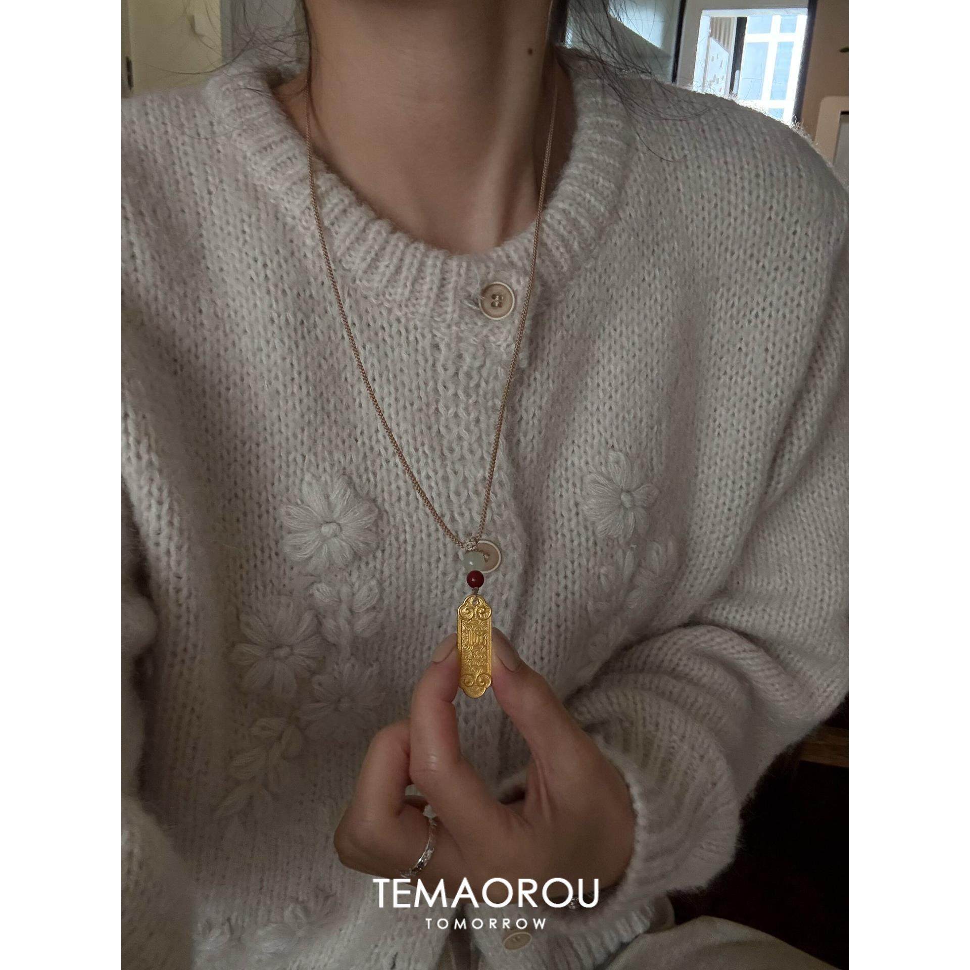 好运金色上上签吊坠编绳项链女图片