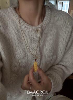 好运金色上上签吊坠编绳项链女