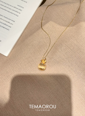 新中式金色拉丝钱袋子项链女