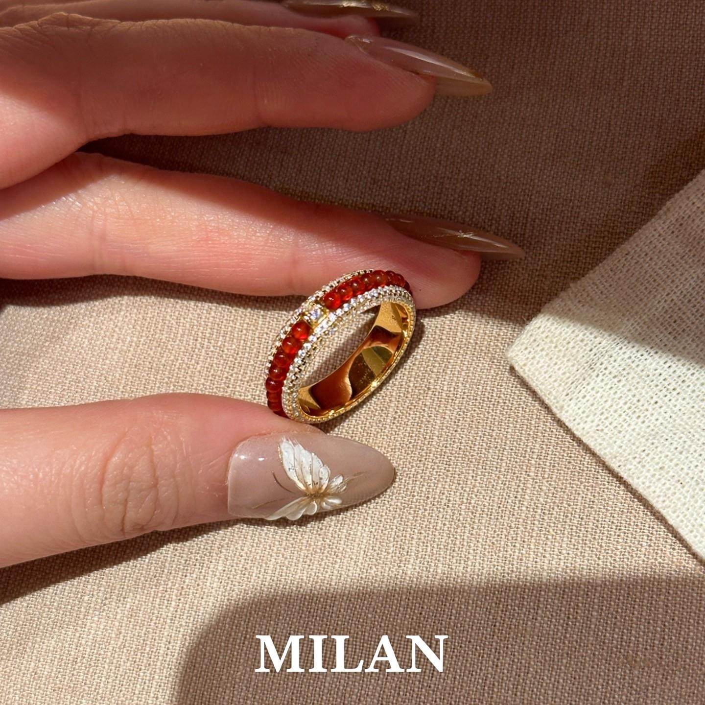 新年红色仿玛瑙串珠戒指女小众设计复古时尚指环时尚高级感食指戒,饰品/流行首饰/时尚饰品新,戒指/指环,淘宝优惠券,粉丝福利购,淘宝优惠卷