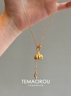 新中式金色小南瓜流苏项链女