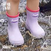 幸福玛丽儿童雨鞋 跨境外贸防滑软底轻便外穿中小童男女中筒雨靴