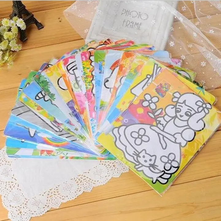特价卡通大号彩色沙画彩砂纸少儿益智玩具手工制作