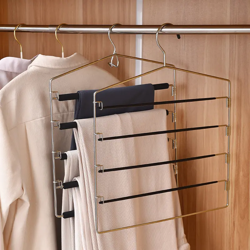 不锈钢裤架衣架浸塑痕折叠多功能内衣内裤衣架子裤子收纳架
