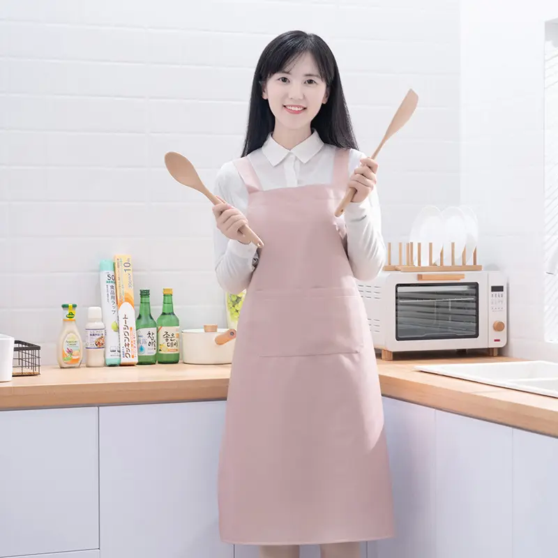 家用厨房围裙女网红新款可爱时尚围腰男服务员防水防油上作服