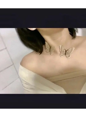 设计手作落在胸口隐形双层项链重工质感锁骨仙女吊坠颈链