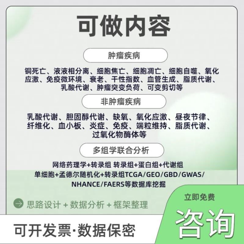 分析指导/孟德尔随机化/生信分析/转录组/单细胞测序/网路药理学/