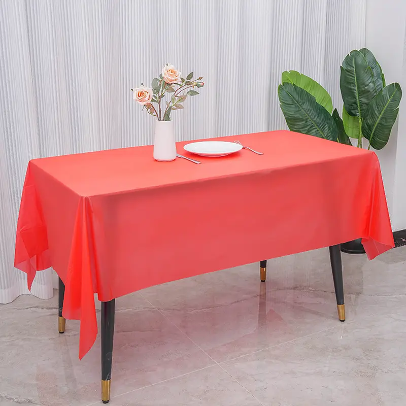 长方形一次性桌布peva纯色派对塑料桌布108in多色可选现