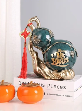 创意中式葫芦摆件福禄招财树脂摆设客厅酒柜办公室样板房桌面装饰