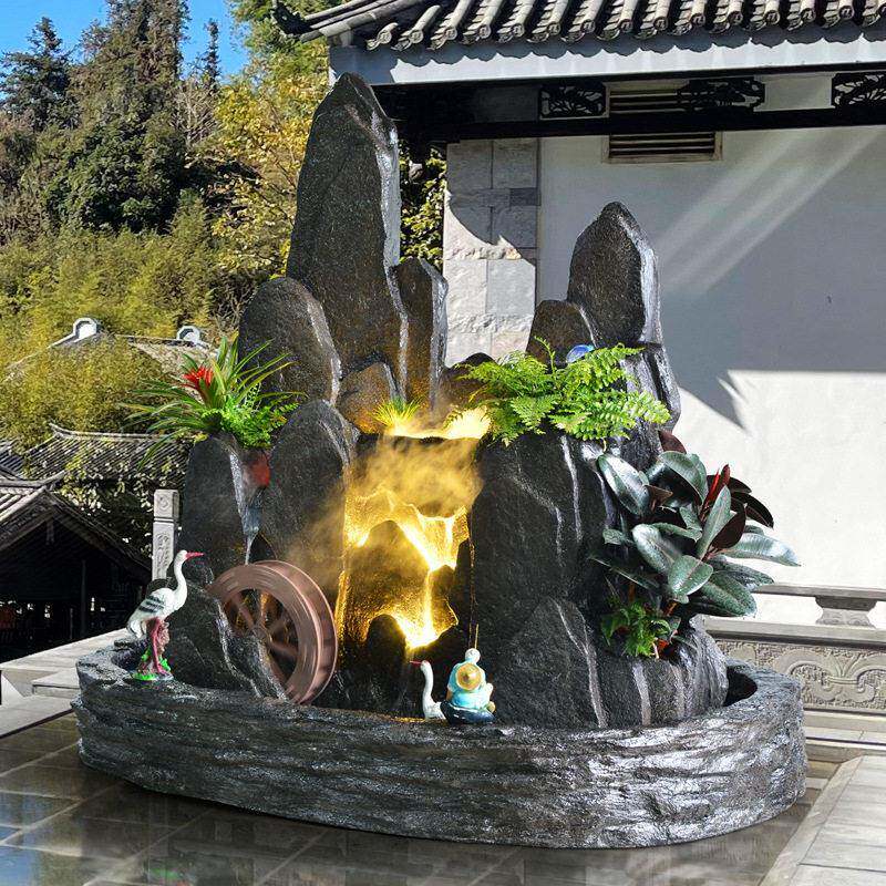 大泉型盆室厅内客假山流水喷花园庭假山摆件院山水景观景瀑布入户