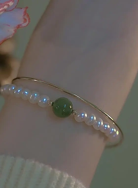 《青黛》石手链女in小众设计2025年新款珍珠闺蜜百搭转运珠