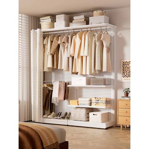 衣柜家用卧室衣帽间洞洞板出租房用金属钢制组装衣柜小户型省空间