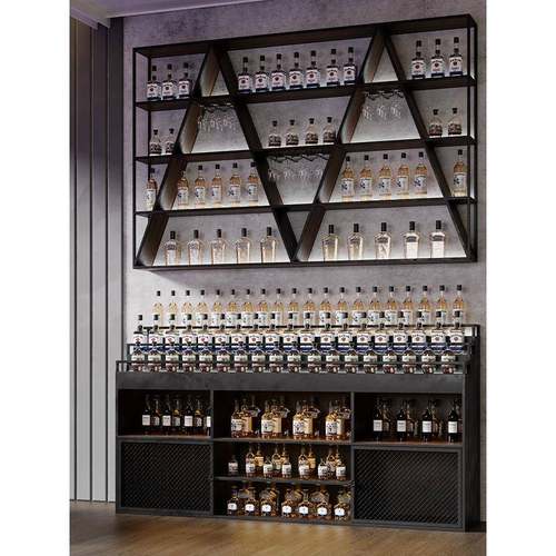 酒水调酒台酒柜展示柜酒吧吧台发光酒架置物架靠墙商用餐边储物柜